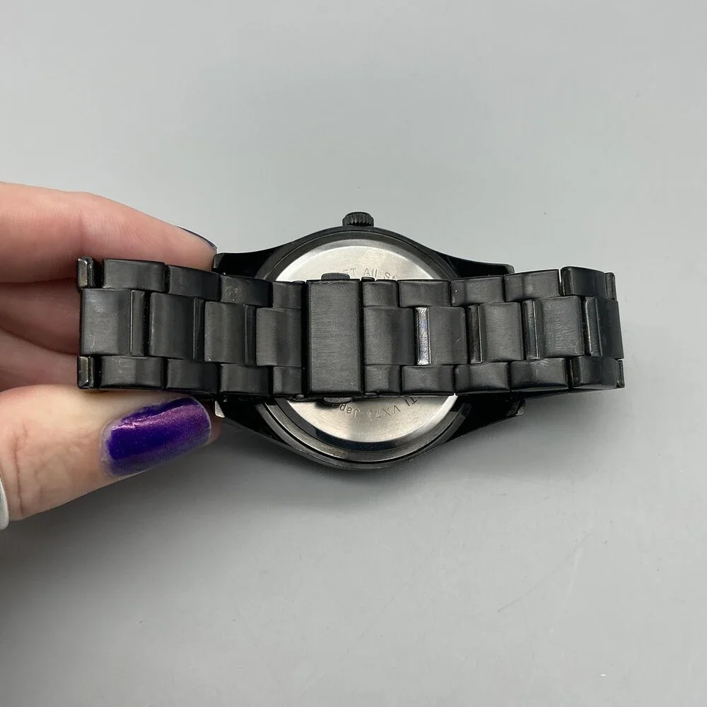 Armitron Mens Watch 48mm Black Dial Black Stainless 20/5236TI New Battery 7.75